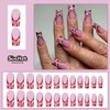 SINHOT Valentines Day Press on Nails Medium Square Fake Nails
