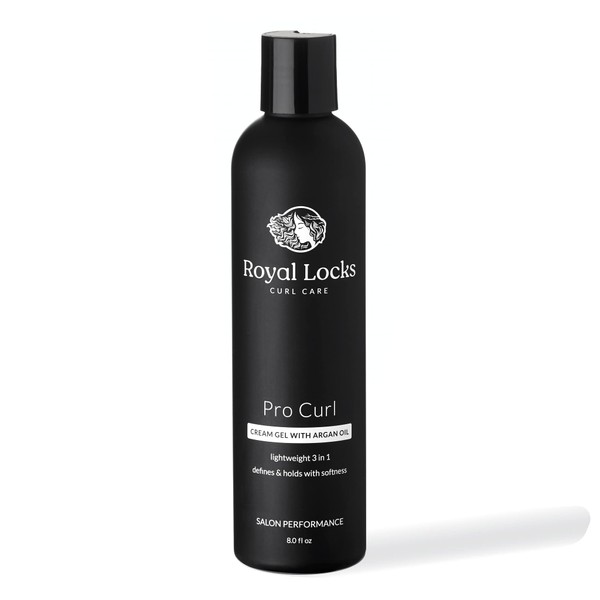 Royal Locks Pro Curl Cream Gel | Curly Hair Cream Gel | Lightweight Curl Defining Cream with Argan Oil, Anti-Frizz Styling Gel - For Wavy, Coily & Curly Hair-New & Improved Formula (8 fl oz)