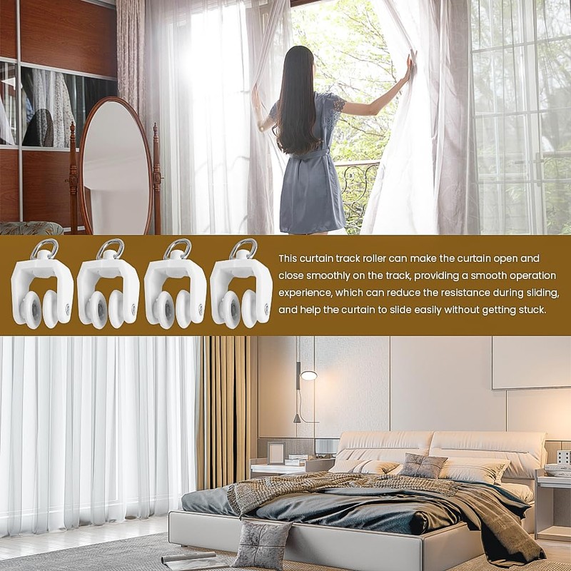 50pcs Curtain Track Rollers Hooks Ceiling Curtain Track Hooks Heavy-Duty