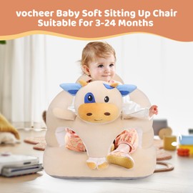 vocheer Sit Me Up Floor Seat for Baby Chair for Sitting Up Support Seat Sofa Plush Animal Shaped Baby Learning to Sit Chair for 3-24 Months Girls and Boys, PP Cotton Full Filling,Cow