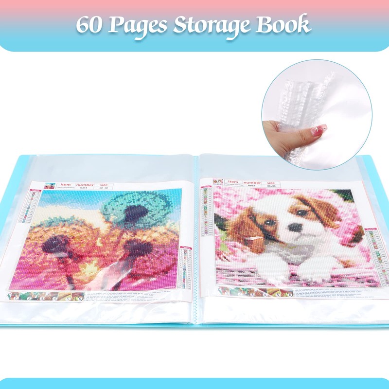 ZYNERY 2 Pack A3 Diamond Painting Storage Book, 60 Pages