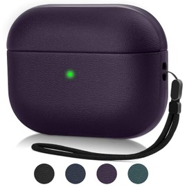 Upgrade Cover Compatible with Airpods Pro Case, Leather Texture Full-Body Protective Case Cover Compatible with Airpods Pro,Wireless Charging and Front LED Visible (Burgundy)