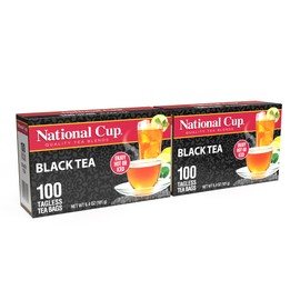 National Cup Black Tea Blend Flavourful, Smooth, Robust Caffeinated Black Tea Made with Natural Ingredients 100 Tea Bags Pack of 2, Served Hot or Iced