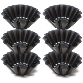 Space Home - Tortettes - Mini Tart Mould - Cases for Pudding, Muffins, Cupcakes - Stainless Steel - Set of 6 - Diameter 13.5 cm - Black