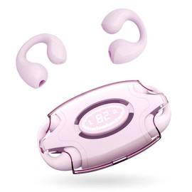 Wireless Earbuds,Wireless Ear Clip Air Conduction Headphones,Open Ear Sport Earbuds,Headphones Bluetooth 5.3,Running Workout Painless Wearing Earring Earphone for Smartphones Audio Headset Electronic christmas 2024 ornament - Color: apricot