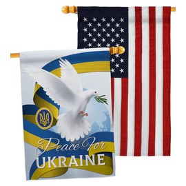 Ukraine Flag Peace for Ukraine House Flag Pack Support Cause Stand with Ukrainian Embroidery Decoration Banner Small Garden Yard Gift Double-Sided, Made in USA