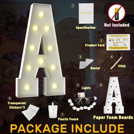 ZFUNBO 3FT Marquee Light Up Letter,Marquee Letters 3 Feet Tall, Large Led Sign for Baby Shower, Baby Decor, Birthday Decorations,Graduation,Prom(Letter P)