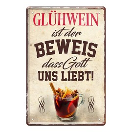 Tin Sign Mulled Wine - Hot Wine - Metal Sign with Funny Saying for Wine Connoisseurs - Gift Idea Christmas Time Christmas - Decoration for Kitchen, Wine Cellar, Wine Bar, Wine Arbour, Mulled Wine