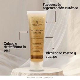 Nuestra Tierra Cosmética Gel Conductor Calma-Des, Calmante y Desinflamante, Uso Facial y Corporal, Hipoalergénico, 100 g