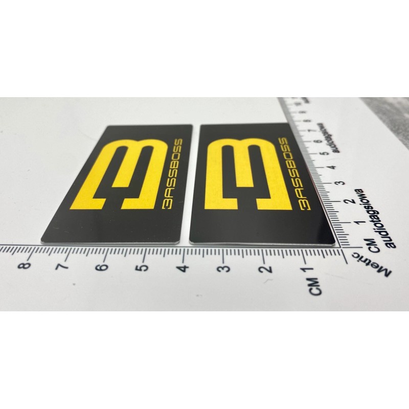 BassBoss Subwoofer Speaker Badges Pair Custom Made Aluminum Self Stick