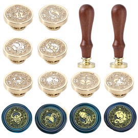 Zodiac Wax Seal Stamp Kit - 12PCS Constellations Sealing Wax Stamp Set, 1.18inch/30mm Retro Brass Seal with Handle for Invitations Envelopes (12 Constellation Set)
