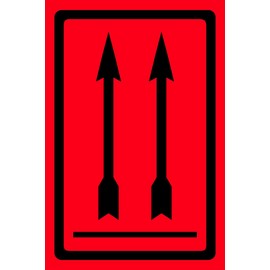 Tape Logic Aviditi Tape Logic 4" x 6", Two Up Arrows Over Bar, Fluorescent Red Sticker, for Shipping, Handling, Packing, and Moving (1 Roll of 500 Labels)