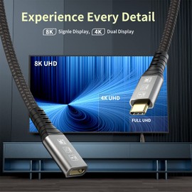 CHENLENIC USB4 kompatibel mit Thunderbolt 4 Kabel Stecker auf Buchse 8K @ 60Hz 5K/4K 120Hz 60Hz Video 40Gbps Datenübertragungsrate 20V 5A 100W Power Delivery 3in1 USB-C Kabel Externe SSD eGPU (0,8m)