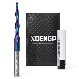 XDENGP Spiral Tapered Ball Nose Spiral Router Bit for CNC, 2.4 Deg 1/8" Tip Dia, 4 Flute and 1-1/2 inch Cutting Length 1/4 inch Shank with NACO Coated Carbide End Mill for Wood 2D/3D Carving