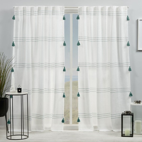 Exclusive Home Demi Light Filtering Hidden Tab Top Curtain Panel Pair, 54"x96", Teal, Set of 2