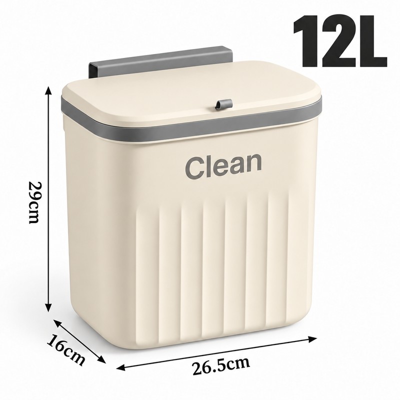 12L Hanging Kitchen Trash Can for Cabinet Doors – Space-Saving
