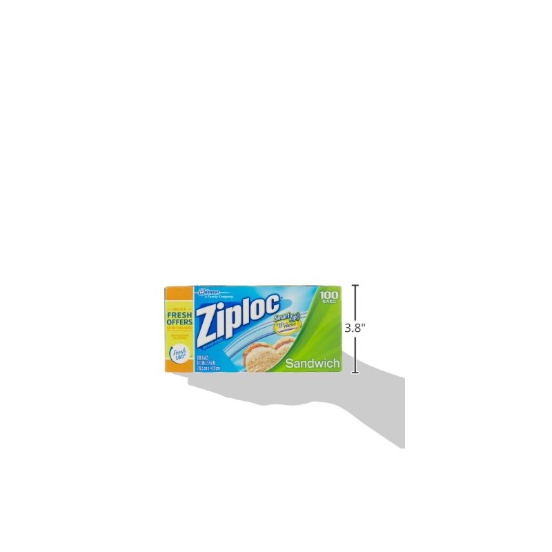 Ziploc Bolsas Herméticas para Sandwich, 100 Bolsas