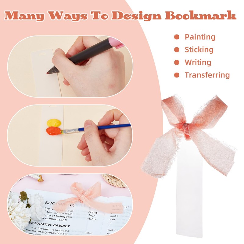 NICENEEDED 60 Pieces Acrylic Bookmark Blanks Set Clear Acrylic Bookmark