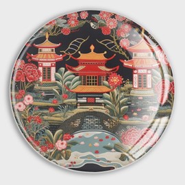 Evans1nism Chinoiserie Charcoal Coral Glass Magnets Refrigerator Ethnic Style Small Magnets Whiteboard Magnets Exotique Refrigerator Magnets for Whiteboard Fridge Kitchen Office