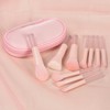 10-Piece Mini Makeup Brush Set with Crystal Handle - Portable Travel & Powder Application 10 Pink Bristle Brushes + Brush Bag 15ea