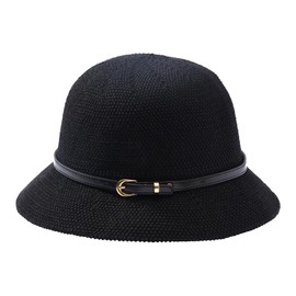 Manfnee Women's Sun Hat Straw Hat Summer UV Protection Wide Brim Straw Woven Cap for Beach Holiday, A3:Black
