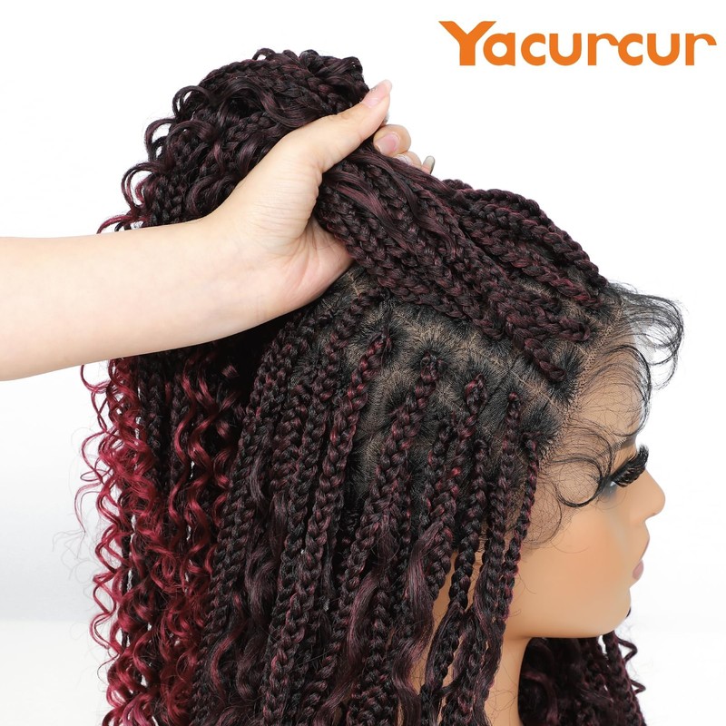 Boho Knotless Braided Wigs Double Full Lace with Baby Hair