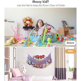 PrimZooty Stuffed Animal Storage - 56in Long/Handwoven Macrame/Lavender Toy Hammock Storage for Flat Wall, Hardware Included - Lavender