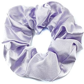 Mytoptrendz® -Plain Large Silky Satin Scrunchie Ponytail Holder Ties Traceless Elastic Bobbles Girls Women Thick Curly Hair (Lilac)