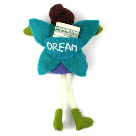 Global Crafts Hand Felted Tooth Fairy Pillow - Brunette with Purple Dress