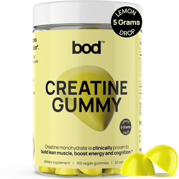 Bod BOD Creatine Gummies, Creatine Monohydrate Gummies, Lemon Drop, for