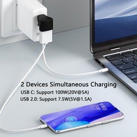GELRHONR USB C Splitter Adapter,Type-C to USB 3.1 USB C and USB2.0 Female Charging Connector,Support Data/VideoTransfer,90 Degree USB C Male to Dual USB-C Female Adapter for Steam,Phone,Laptop