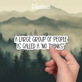 (3Pcs) A Large Group of People is Called A No Thanks Sticker Funny Sarcastic Quotes Humorous Anti-Social Vinyl Decal for Tumbler Laptop Kindle Water Bottles Books Phone - Size 3x0.8 Inch