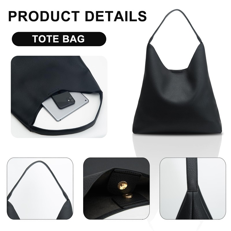 POFUOT Hobo Bags for Women Soft PU Leather Shoulder Handbag