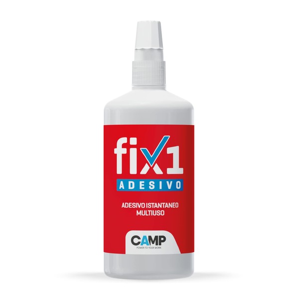Camp FIX1, Universell einsetzbarer Flüssigkleber, Cyanacrylat-Klebstoff, transparent, nicht trocken, Kappe mit Verstopfungsschutzstift, 500gr