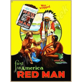 First In America Red Man Cigar Leaf 18" x 24" Metal Sign