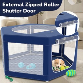 Hexagonal Dog playpen, 45Inch Soft Puppy Playpen with 600D Oxford Fabric, Stable Structure with Thickend Stainless Steel Tubes, 25.6 Inch Height Pet Playpen for Small Dogs and Small Animals