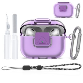 Clear Case Compatible with New Bose QuietComfort Earbuds, TPU Shockproof Protective Case for Bose QuietComfort Earphone, Cleaning Pen Set (Transparent Lilac)