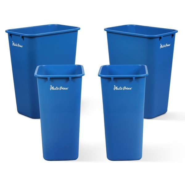 PLASTIC PRINCE 10 Gallon Trash Can Blue Recycle Bin for