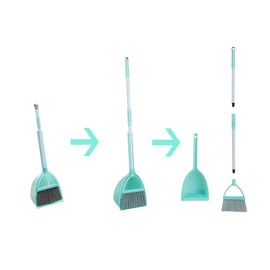 Xifando Mini Broom with Dustpan-Small Housekeeping Cleaning Sweep for Kitchen Bathroom Pet Nest Boat etc.(3Sets,Light Blue)