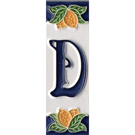 Italian Ceramic Numbers & Letters Lemon Design House Numbers Tile Size 10cm x 3.5cm