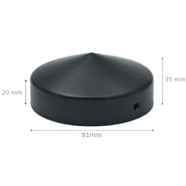 4 x Post Caps Round 81 mm Steel Black Powder-Coated (4)