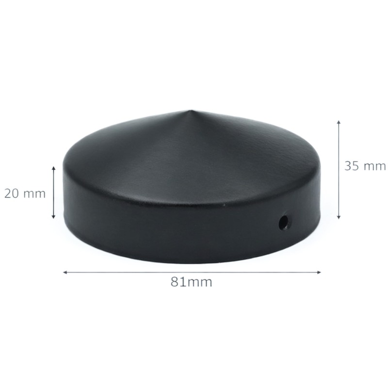 4 x Post Caps Round 81 mm Steel Black Powder-Coated