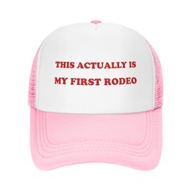 This Actually is My First Rodeo Hat Funny Trucker Hats Adjustable Classic Fishing Cap for Men and Women Black, Pink, One Size-Medium