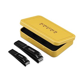 HAWATOUR Juego de cortaúñas, cortadores de uñas ultra afilados y resistentes con estuche de lata visible, color negro