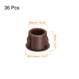 uxcell 8mm(5/16") Plastic Hole Plugs, 36Pcs Flush Type Panel Round Snap in Fastener Knockout Locking Plugs for Furniture Insert End Caps Panels, Brown