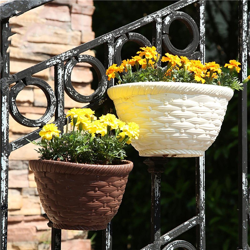 QUINTRA Wall Hanging Flower Pots Plastic Semicircular Fence Hanging Flower