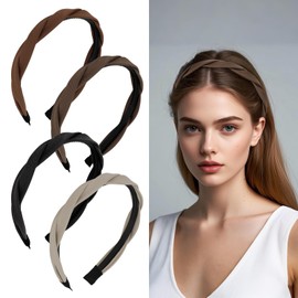 Norbiariz Headbands for Women's Hair, 4 Pack Fashion Headbands with Teeth Fabric Hairbands Non-slip Head Bands Hair Accessories for Women Girls