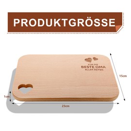 Gift Idea for Grandma with Engraving "Für die beste Oma aller Zeiten" - Wooden Breakfast Board as Christmas Gifts - Hollow Heart