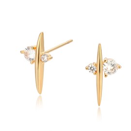 MEVECCO Tiny Stud Earrings for Women 18K Gold Plated Stud Earrings Dainty Pave CZ Mini Cute Cubic Zircon Earrings Simple Delicate Minimalist Stud Earrings