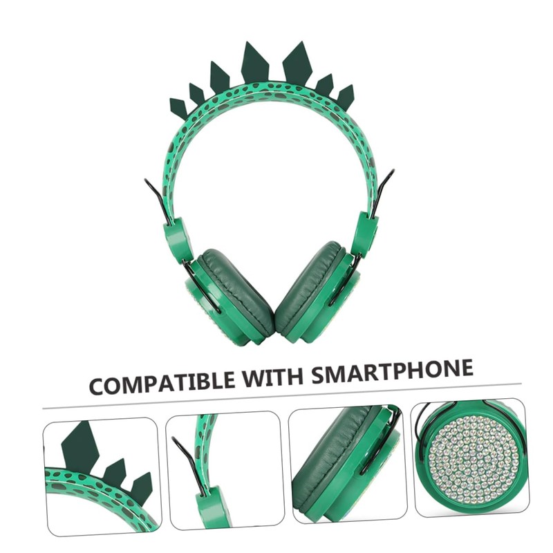 TEHAUX Adorable Dinosaur Rhinestone Headphones with Mic Headset for Boys